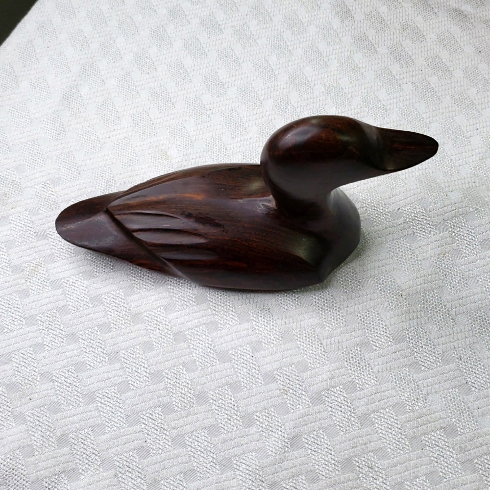 Duck Figurine Handcarved Wood